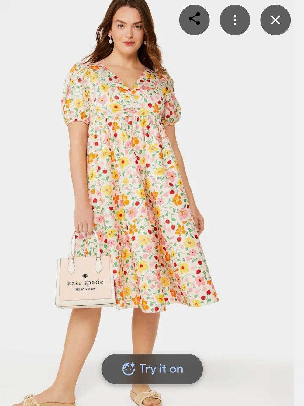 NWT Kate Spade Strawberry Garden Midi Dress Floral Size 6